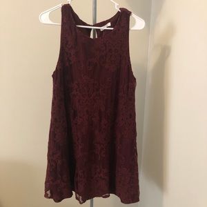 Lace burgundy mini dress